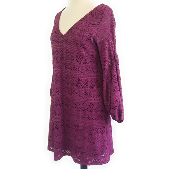 Maeve Leila Lace Purple Dress Balloon Sleeves XS - Picture 7 of 10